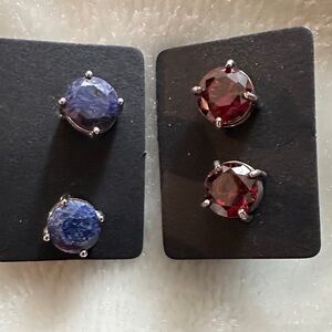 Elegant Silver and Red Gemstone Earrings